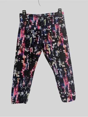 Calvin Klein Performance Black Multicolor Splash Print Kids Leggings